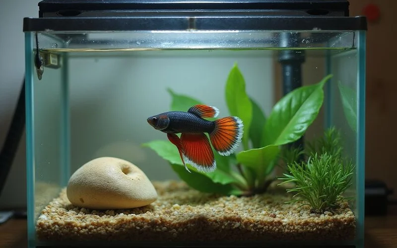 Hospital 5-gallon tank set up to isolate and treat a single betta