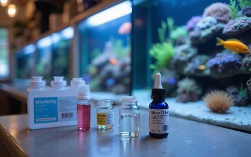 Salifert alkalinity test kit being used on a reef sample
