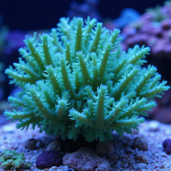 SPS Acropora colony with blue tips